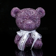 Resin Bear Display Decoration, with Natural Amethyst Chips inside Statues for Home Office Decorations, 155x130x180mm(PW-WG24074-01)