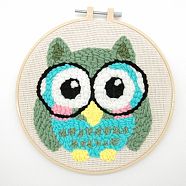 Owl Punch Embroidery Supplies Kit, including Instruction, Solid Wood Embroidered Frame, Plastic Needle, Fabric and 7 Colors Threads, Mixed Color, 16~235x1.3~235x1~9mm(DIY-H155-02)