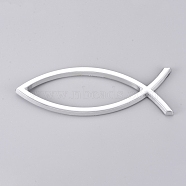 Waterproof ABS Plastic Jesus Fish Decal Sticker, 3D Car Decal Emblem Sticker, for Jesus Christian Fish Symbol, Silver, 140x46x6mm(RB-WH0002-06)