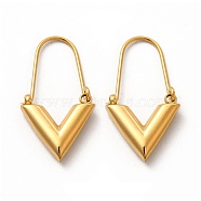 Ion Plating(IP) 304 Stainless Steel Triangle Hoop Earrings for Women, Golden, 26x14x4mm, Pin: 0.7mm(EJEW-E278-02G)