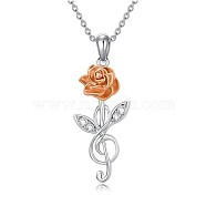 Alloy Pendant Necklace, Musical Note with Flower, Platinum, 17.72 inch(45cm)(PW-WG22255-01)