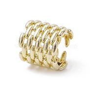 Rack Plating Brass Open Cuff Ring, Hollow Wide Band Rings, Real 18K Gold Plated, Inner Diameter: 17.6mm(RJEW-K257-48G)