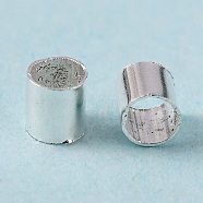 Brass Crimp Beads, Cadmium Free & Lead Free, Tube, Silver Color Plated, 2.5x2.5mm, Hole: 2mm, about 628pc/10g(X-KK-S071-S-LF)