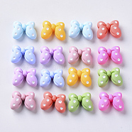 Resin Cabochons, Bowknot with Polka Dot Pattern, Mixed Color, 16x21x9mm(X-CRES-S306-016)
