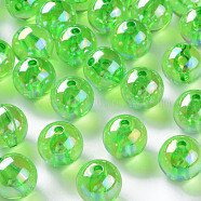Transparent Acrylic Beads, AB Color Plated, Round, Lawn Green, 16x15mm, Hole: 2.8mm, about 220pcs/500g(MACR-S370-B16mm-734)