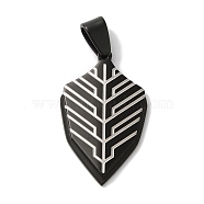 304 Stainless Steel Pendants, Shield Charm, Black, 34x20x3mm, Hole: 8x4mm(STAS-Z075-13EB)