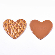 Opaque Printed Acrylic Cabochons, Heart, Chocolate, 40x44.5x2.5mm(MACR-N011-001-A02)