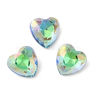 Glass Rhinestone Cabochons, Flat Back & Back Plated, Faceted, Heart, Sphinx, 8x8x4mm(RGLA-L029-08B-SPLA)