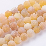Natural Weathered Agate Beads Strands, Dyed, Frosted, Round, Orange, 8mm, Hole: 1mm, about 46pcs/strand, 15 inch(X-G-G589-8mm-02)