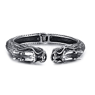 Stainless Steel Dragon Head Cuff Bracelet for Men, Antique Silver, Inner Diameter: 3/4 inch(1.75cm)(PW-WG29981-01)