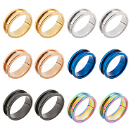 12Pcs 6 Colors 201 Stainless Steel Grooved Finger Ring Settings, Ring Core Blank, for Inlay Ring Jewelry Making, Mixed Color, Inner Diameter: 20mm, Groove: 3.7mm, 2Pcs/color(STAS-FH0002-05)