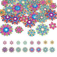 32Pcs 8 Styles Spray Painted 430 Stainless Steel Filigree Pendants, Flower Charm, Mixed Color, 22~35x20~35x0.5mm, Hole: 1.2~1.4mm, 4pcs/style(STAS-TA0001-96)