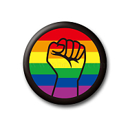 Rainbow Color Pride Flat Round Tinplate Lapel Pin, Badge for Backpack Clothes, Body, 44mm(GUQI-PW0001-034B)