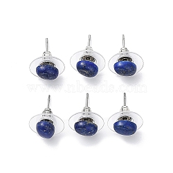 Natural Lapis Lazuli Stud Earrings for Women, with 304 Stainless Steel Ear Studs, Oval, 8x6mm, Pin: 0.8mm(EJEW-E285-01P-01)