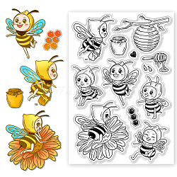 PVC Plastic Clear Stamps, for DIY Scrapbooking, Photo Album Decorative, Cards Making, Bees, 160x110mm(DIY-WH0631-0532)