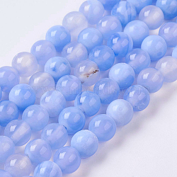 Natural Agate Bead Strands, Round, Light Sky Blue, 6mm, Hole: 1mm, about 62pcs/strand, 14.4 inch(G-P277-01-6mm)