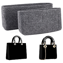 Wool & Nylon Purse Organizer Insert Sets, Felt Bag Organizer with Alloy Zipper, Handbag & Tote Shaper, Gray, 15x4x8.5cm and 21x4.5x9cm, 2pcs/set(DIY-WH0304-600E)