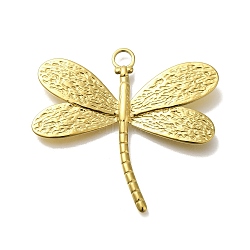 Ion Plating(IP) 304 Stainless Steel Pendants, Dragonfly Charm, Real 18K Gold Plated, 41.5x44x2.5mm, Hole: 4mm(STAS-U031-16G)