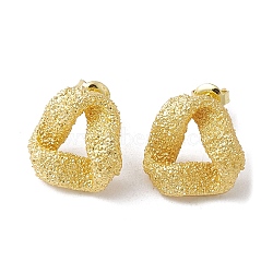Brass Stud Earrings, Twist Triangle, Real 18K Gold Plated, 14.5x15mm(EJEW-M244-01G)