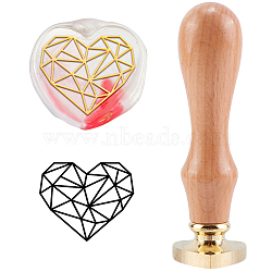 DIY Scrapbook, Brass Wax Seal Stamp with Handle, Heart Pattern, 2.5cm(AJEW-WH0186-0004)