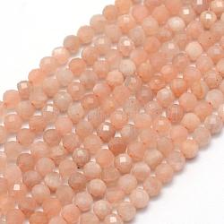 Natural Sunstone Beads Strands, Faceted, Round, 3mm, Hole: 0.5mm, about 113pcs/strand, 15.35 inch(39cm)(G-E411-13B-3mm)
