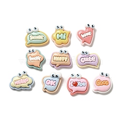 Opaque Resin Decoden Cabochons, Funny Big Eye Words, Mixed Color, 18~24x21~26.5x8~8.5mm(RESI-Z022-07)