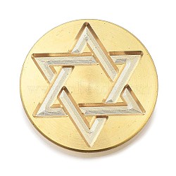 Golden Tone Wax Seal Brass Stamp Heads, for Invitations, Envelopes, Gift Packing, Star of David, 25x15mm, Inner Diameter: 7mm(STAM-P002-01G-07)