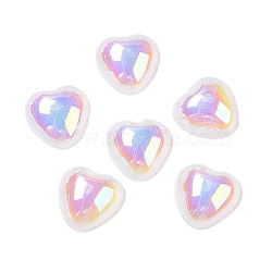 UV Plating Acrylic Cabochons, Iridescent, Heart, 8x8x3mm(OACR-H121-01A)