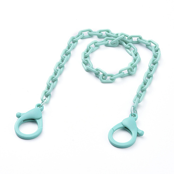 Personalized ABS Plastic Cable Chain Necklaces, Eyeglass Chains, Handbag Chains, with Plastic Lobster Claw Clasps, Cyan, 18.11~18.5 inch(46~47cm)
