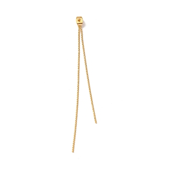 Brass Ball Chain Ear Nuts, Tassel Charm Ear Nuts, Real 18K Gold Plated, 96x2x1mm, Hole: 0.8mm