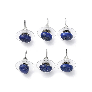 Natural Lapis Lazuli Stud Earrings for Women, with 304 Stainless Steel Ear Studs, Oval, 8x6mm, Pin: 0.8mm
