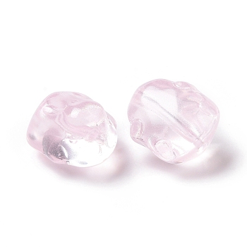 Transparent Czech Glass Beads, Rabbit, Pearl Pink, 17.5x15x11.5mm, Hole: 1.4mm
