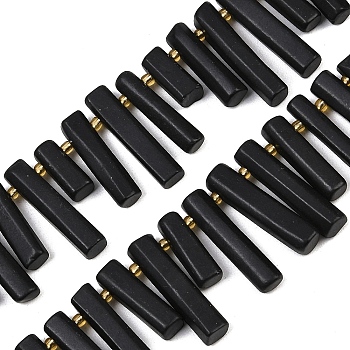 Natural Shungite Beads Strands, Column, 11~36x6.5~7mm, Hole: 1~1.2mm, about 40~42pcs/strand, 15.35~15.75''(39~40cm)