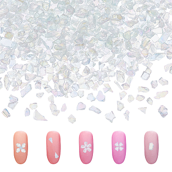 Elite 135G Transparent Glass Seed Beads, For Nail Art Decoration, No Hole/Undrilled, Chip, Clear AB, 3~7x3~4x3~4mm