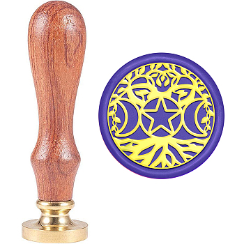 Brass Wax Seal Stamp with Handle, for DIY Scrapbooking, Tree of Life Pattern, 89x30mm