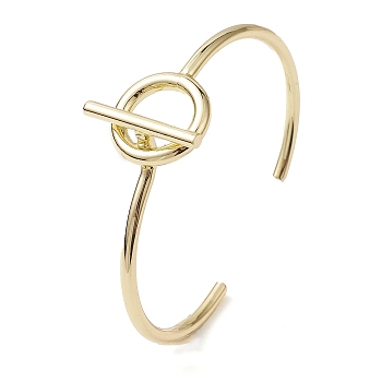 Ring Shape Brass Cuff Bangles, Long-Lasting Plated, Lead Free & Cadmium Free, Golden, Inner Diameter: 2-3/8 inch(6cm)