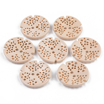 2-Hole Cellulose Acetate(Resin) Buttons, Flat Round, Bisque, 29x4.5mm, Hole: 2.5mm