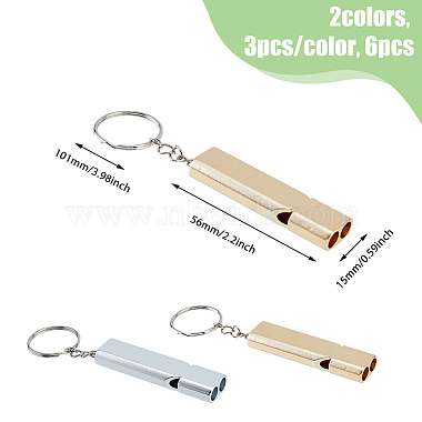 6Pcs 2 Colors Double Tube Whistle Alloy High Frequency High Decibel Keychain(KEYC-DC0001-19)-2