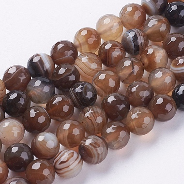 10mm SaddleBrown Round Striped Agate Beads