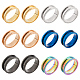 12Pcs 6 Colors 201 Stainless Steel Grooved Finger Ring Settings(STAS-FH0002-05)-1