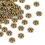 Tibetan Style Alloy Beads Daisy Spacer Beads, Cadmium Free & Lead Free, Granulated Beads, Antique Golden, 6x2mm, Hole: 1.5mm, about 400pcs/100g(X-LF1249Y-01AG-RS)