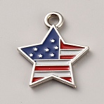 Independence Day Alloy Enamel Pendants, Star Charms, Platinum, 18x15.5x1.5mm, Hole: 2mm(ENAM-WH20012-05)