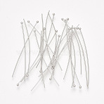 Brass Ball Head Pins, Real Platinum Plated, 50x0.5mm, 24 Gauge, Head: 1.5mm(X-KK-S348-404)