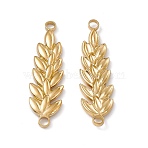 Ion Plating(IP) 304 Stainless Steel Connector Charms, Rice Ears Links, Real 18K Gold Plated, 38x11x2.5mm, Hole: 2.5mm(STAS-B031-40G)