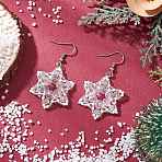 304 Stainless Steel Glass Snowflake Dangle Earrings, Stainless Steel Color, 50.5x26.5~27mm(EJEW-MZ00525)