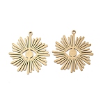 201 Stainless Steel Pendants, Sun with Eye Charm, Golden, 27x25x1mm, Hole: 1.4mm(STAS-I364-09G)