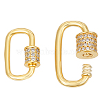2Pcs 2 Colors 925 Sterling Silver Rhinestone Screw Carabiner Lock Charms, Oval, Golden, 14~18x8~9x1~1.5mm, 1pc/color(STER-GA0001-17G)