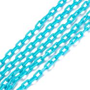 Opaque Acrylic Cable Chains, Oval, Dark Turquoise, 13x8x2mm, 19.68 inch(50cm)/strand(SACR-N010-002C)