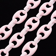 Handmade Opaque Acrylic Coffee Bean Chains, Oval, Lavender Blush, Link: 27x17x9mm, Oval: 18.5x11.5x4.5mm, about 3.28 Feet(1m)/strand(CHAC-ZX0001-01J)