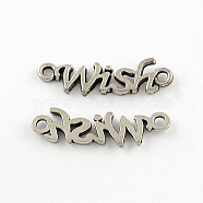 Tibetan Style Zinc Alloy Links connectors, Word Wish, Lead Free & Cadmium Free, Antique Silver, 7x28x2mm, Hole: 2mm, about 429pcs/429g(TIBEP-R334-291AS-RS)